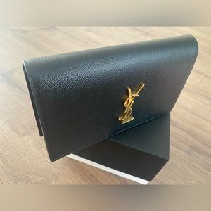 Saint Laurent black leather clutch